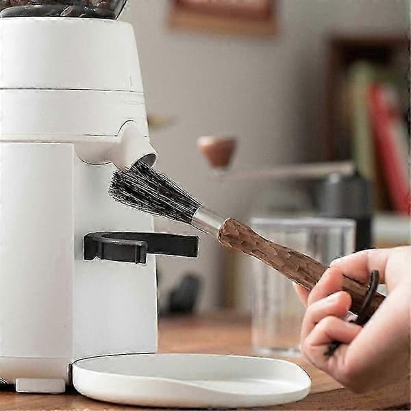 Professional Coffee Brush, Coffee Grinder Brush with Natural Bristles, Espresso Brush with Walnut Handle