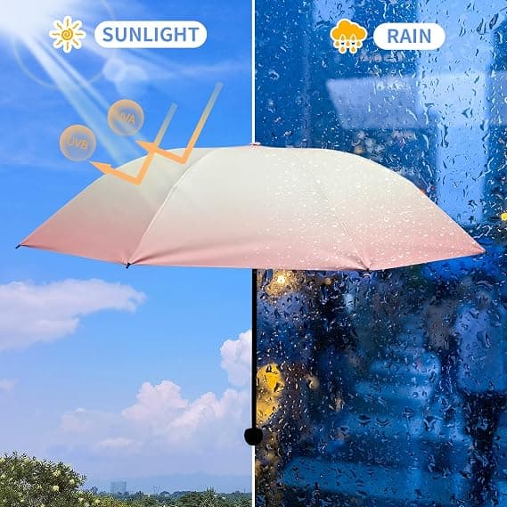 Mini kompakt sol- og regnparaply bærbar paraply foldbar rejsevindtæt paraply UV-paraply til solbeskyttelse