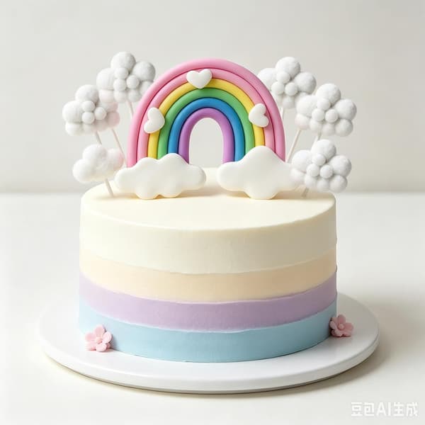 Regnbue Sky Kage Topper Sæt, 6 Stk Farverig Cupcake