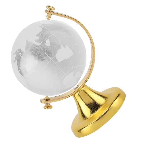 Round Globe World Map Crystal Glass Ball Home Office Decor Gift (Golden)