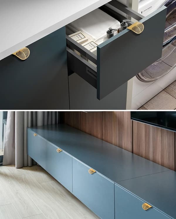Usynlige skaphåndtak 2-pakning Sinklegering Minimalistisk Gull 32mm Hullavstand [Ho]