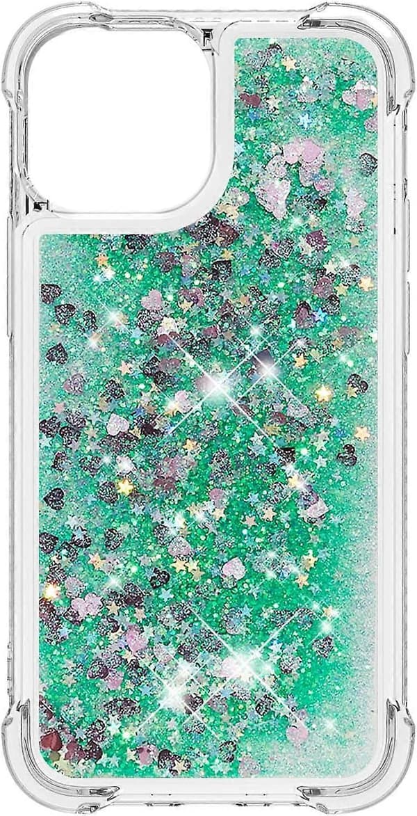 iPhone 13 Pro Max -kuori, kimalteleva glitter-neste, läpinäkyvä pehmeä TPU-silikonisuoja, vihreä