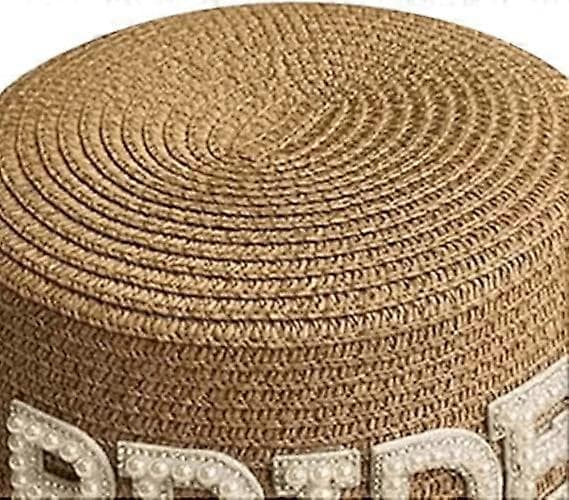 Brud Stråhat Flade Strandhatte Bredskygget Brudehat Sol Strandhat Boheme Vævet Hat Bryllup Polterabend Gave