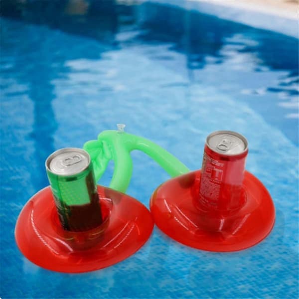 1 pc Floating Inflatable Cup Holder Pool Drink Inflatable Ring Pool Double Mouth Cherry Cup Holder (FMY) As Shown As Shown