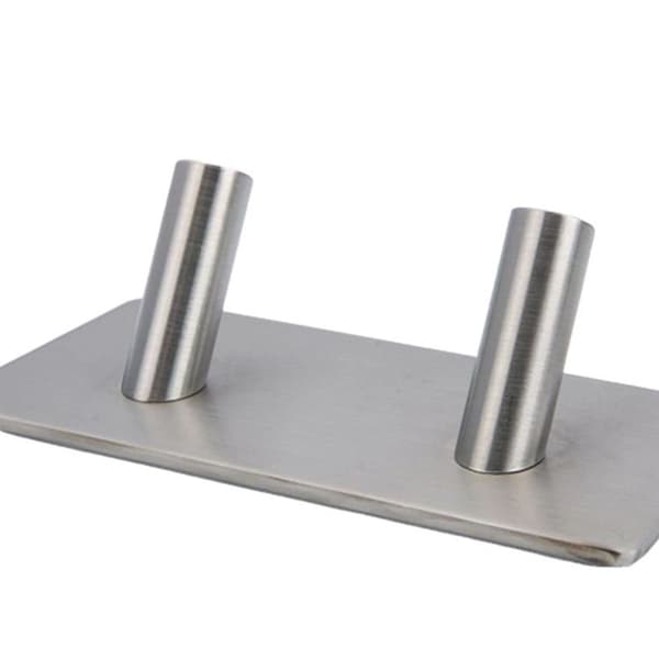 Dobbelt vægkrog (2 kroge) 90x45x29 mm børstet rustfrit stål selvklæbende med 3M-kvalitet