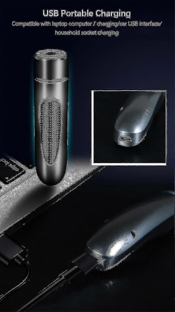 Bærbar barbermaskine USB-barbermaskine genopladelig (sort)