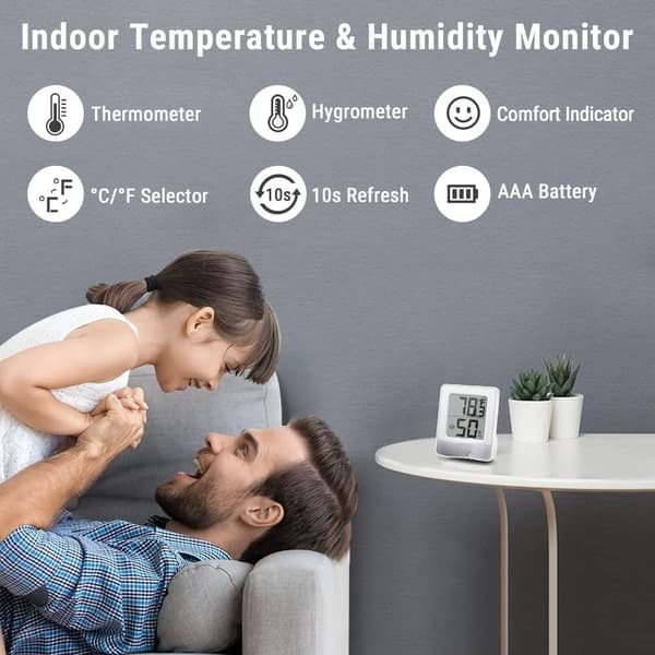 Digitalt hygrometer indendørs termometer fugtighedsmåler rumtermometer med temperatur- og fugtighedsmonitor mini hygrometer termometer
