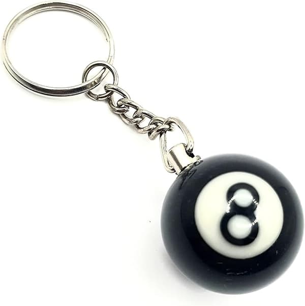 8 Ball Black Pool Ball Keychain Keyring