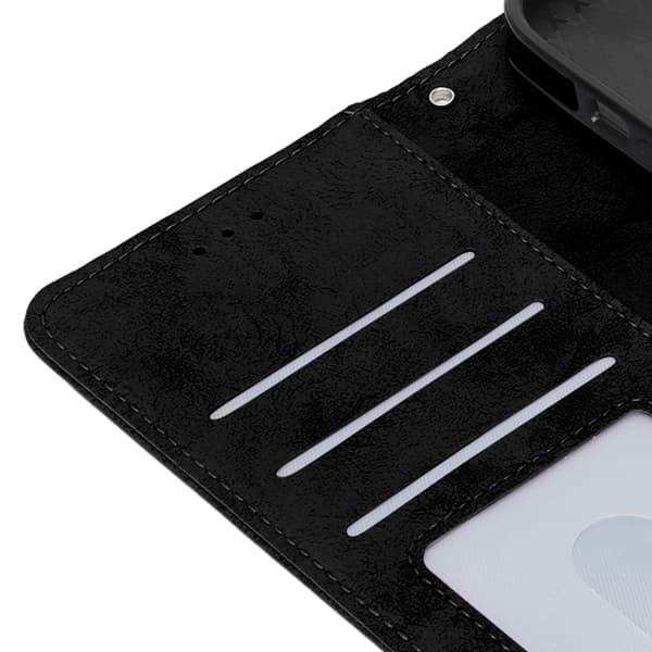 2-i-1 Lommebokdeksel Magnetisk Avtakbart Lær Telefondeksel for iPhone 13 Pro Svart