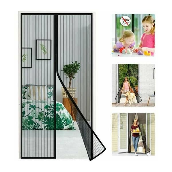 Sort magnetisk dørgardin i 120x210 CM til franske døre Anti Myg Fluer