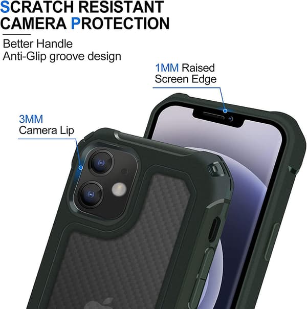 Compatible with iPhone 12 Case, 4 Corners Shockproof and Anti-Fingerprint Matte Slim Case for iPhone 12 Pro 6.1 inch (2020)-Dark Green[DB]