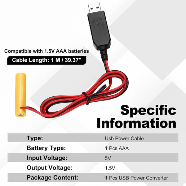 1 stk Universal 5V USB strømomformer AAA-batteri erstatter 1,5V 1M Gold