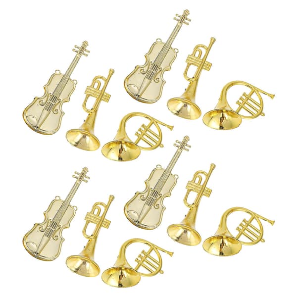 12 stk. boligindretning violinpynt instrument julepynt miniature instrumentpynt trompetpynt