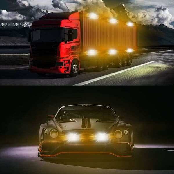2 x 24LED Strobe Light 12-24V Ultra Thin Emergency Hazard Light LED Strobe Emergency Lamp for Construction Truck Car Vehicle Amber/White/Amber
