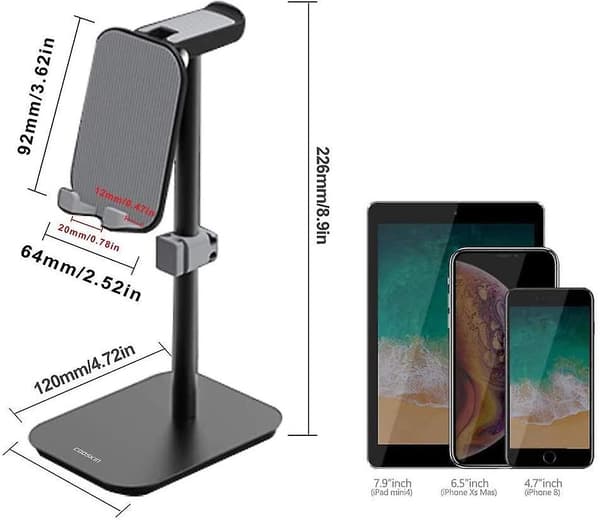 Upgraded Height Tablet/Phone Stand, Aluminum Alloy Holder Compatible With Kindle, E-reader Within 11 Inches, Desktop Headphone Holder Cradle Dock,