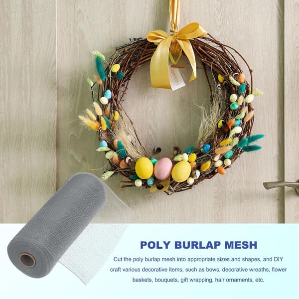 3 stk. 10 tommer Poly Burlap Mesh til kranse, dekorativt stofbånd til efterår, påske, jul, blomstersløjfer, grå Black 4 x 20 x 15.5 mm