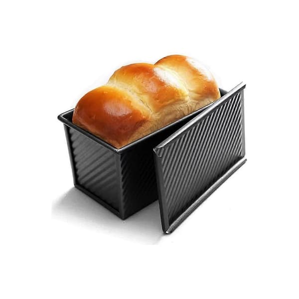 Svart rektangulær bølgeformet brødform med lokk mini rektangulær non-stick brød-/kakeform 20 x 10 cm