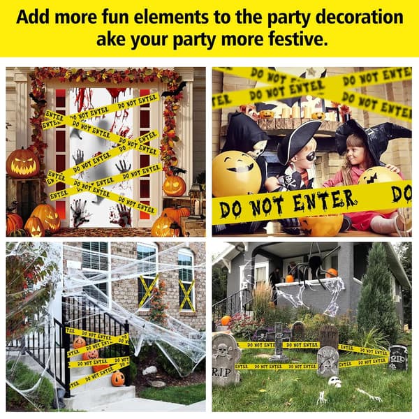 1 pc Self-Adhesive Yellow Warning Tape, Barricade Tape for Halloween Decorations - DO NOT ENTER, 25M x 4.8CM
