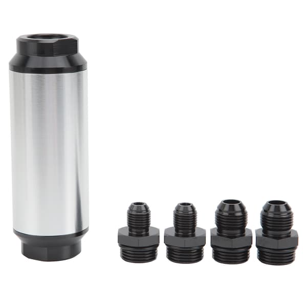 44 mm inline drivstoffilter AN6 AN8 adapterkobling universelt oljedrivstoffilter bilmodifikasjon sølv