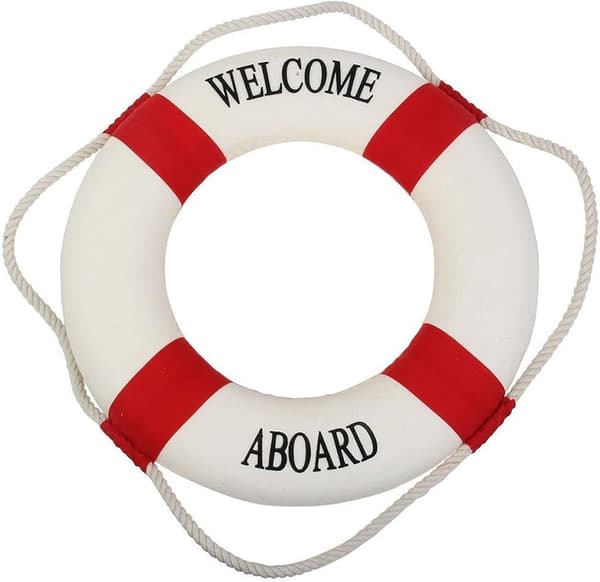 Mediterranean Lifebuoy for Home or Wall Decoration (Red, 20cm)