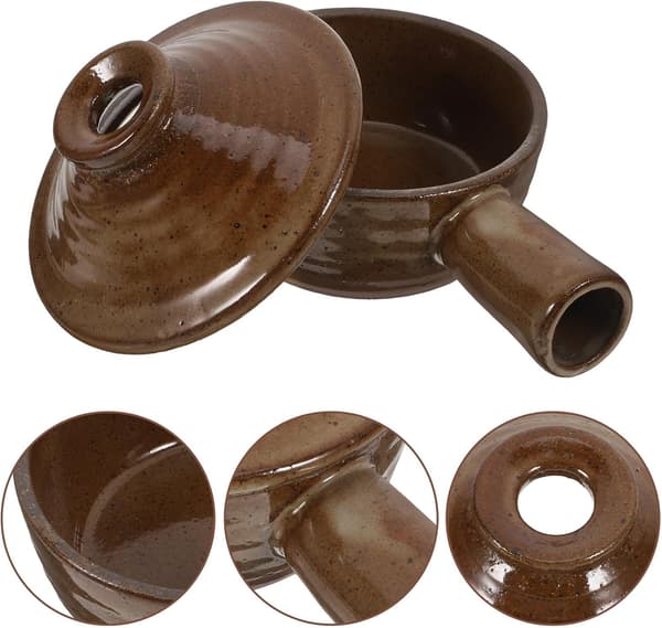 Practical Pot with Handle, Single Handle Design, Coarse Ceramic, Non-stick, Heat-resistant Pot