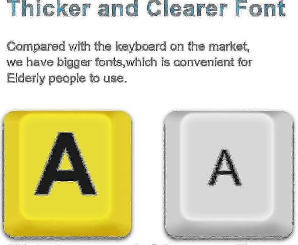 Large Keyboard for Computer, Wired USB High Contrast Large Print Keyboard for Visually Impaired People with Low Vision (Yellow)
