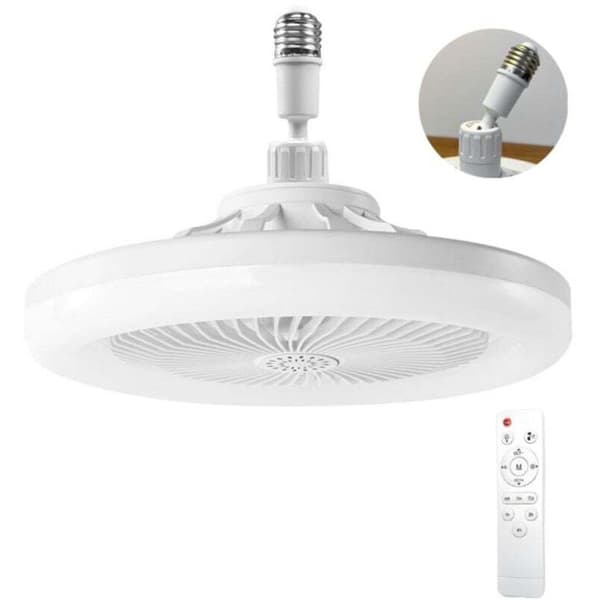 Stille Loftventilator med LED-lampe E27 – Dæmpbar 10-100% – 3 Hastigheder – 1/2/4t Timer – Til Rum op til 10m² – 3 Hastigheder