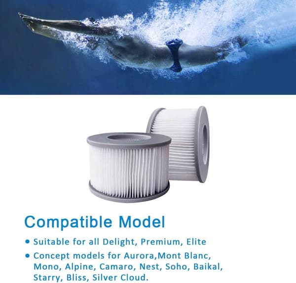 2 stk. Hot Tub-filter til MSpa Oppustelig Pool, Filterpatron