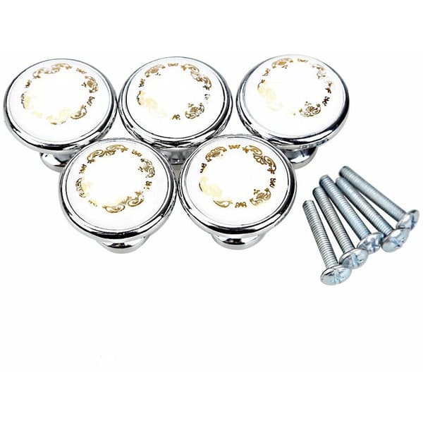 5X Ceramic Wardrobe Drawer Cabinet Pull Handle Knob (Silver)