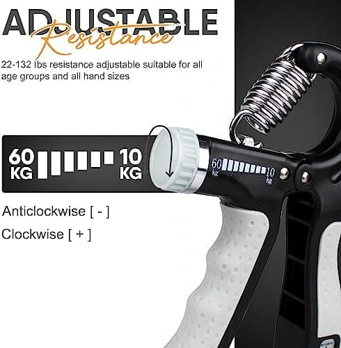 Gripforsterker, 10-60 kg håndgrepforsterker, underarmsforsterker, håndgrep