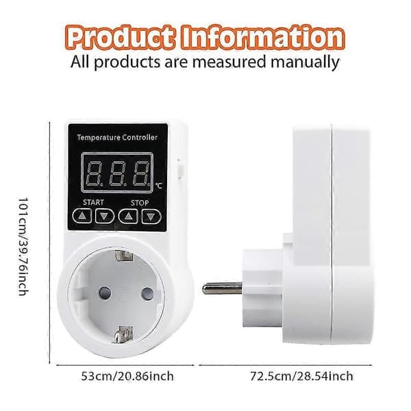 1 stk termostatuttak med sensor, digital temperaturregulatoruttak, vanntett temperaturstrømbryter EU-plugg [DB]
