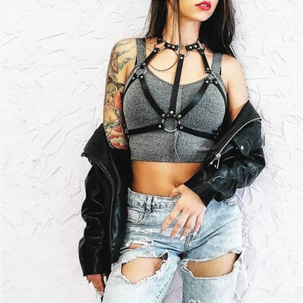 Dame BH-stropp Bodysuit Lær Selestropp Belte