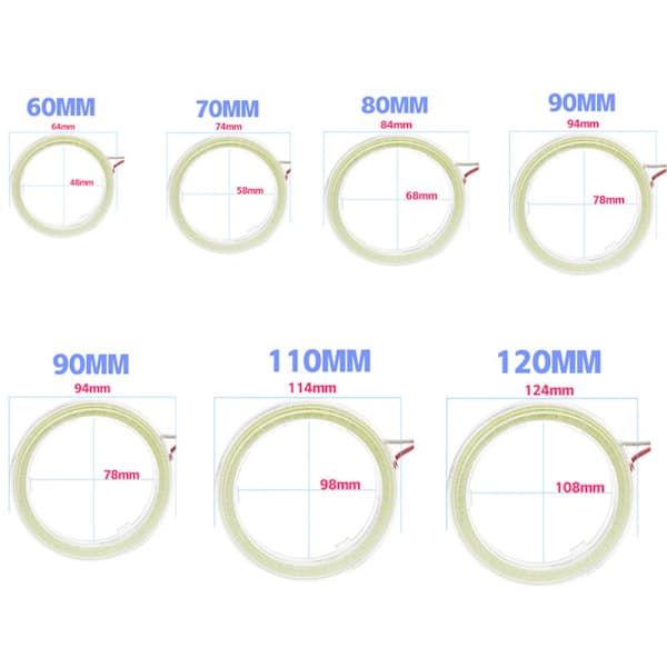2 stk. Bil LED Forlygte Halo Ring - Gul - 70MM (Transparent Cover)