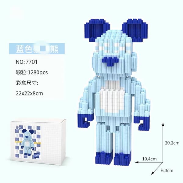 Micro Brick Bear Model - Creative Assembly Toy for Kids & Collectors *Red Heart with Light*