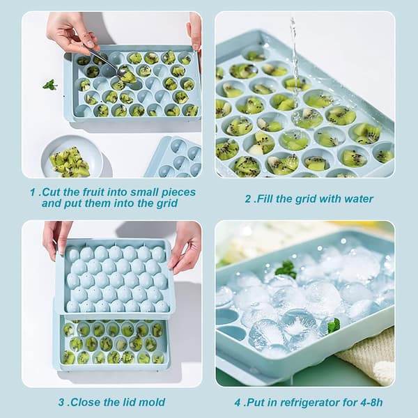 Silicone Ice Mold 1 pc 33-cell Large Ice Mold, Ice Mold with Lid for Freezer Easy Release, Ice Ball Maker