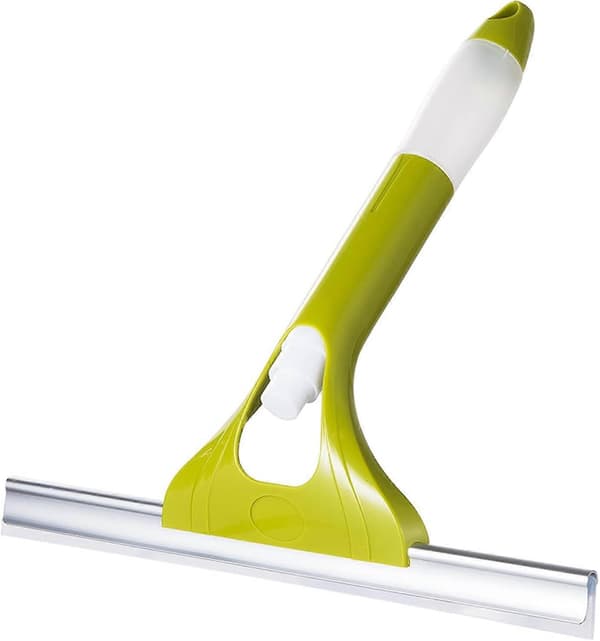 Silikondusjskrape og rengjøringssprayflaske, med hengende baderomsskraper, egnet for vindusvask