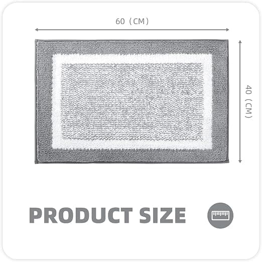 40x60 cm (grå) skridsikker bademåtte, maskinvaskbar absorberende brusemåtte, blød til badeværelse, køkken