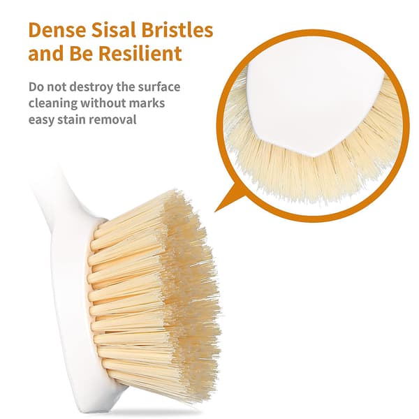 2-pack Kitchen Dish Brush with Bamboo Handle, Dish Scrubber, Scrub Brush for Pots, Pans, Sink