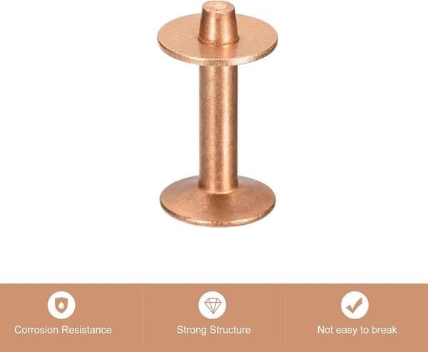 10 set kopparnitar och grader, 10x3,3x21mm solida läderkopparnitar för läder DIY hantverksmaterial, kopparton