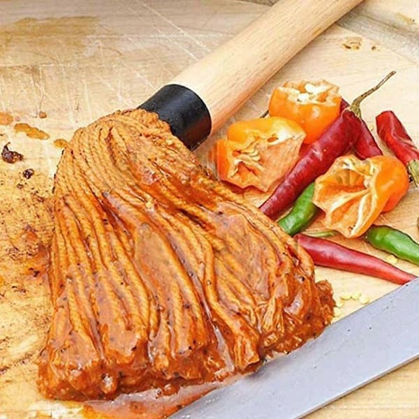 1-pack Barbecue Brush Set BBQ Brush Mop Cast Iron Sauce Pot and BBQ Mop Brush Set with 1 Extra Replacement Head