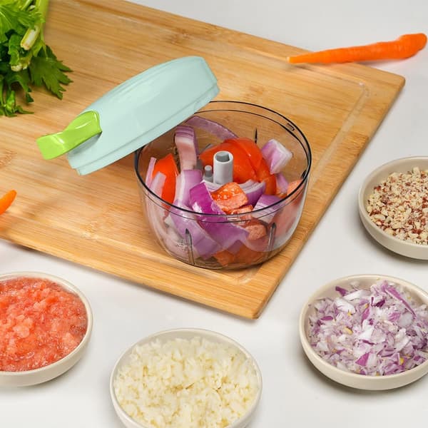 Manual Food Processor Vegetable Chopper 0.55 Liter Small Mini Hand-Pulled Drawstring Onion Chopper Garlic Chopper Cutter Green