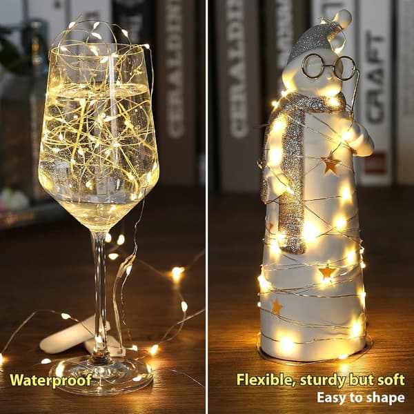 12 Pack LED String Lights, 2.1m 20 LEDs Warm White Battery Operated Fairy Lights, Waterproof Mini LED String Lights