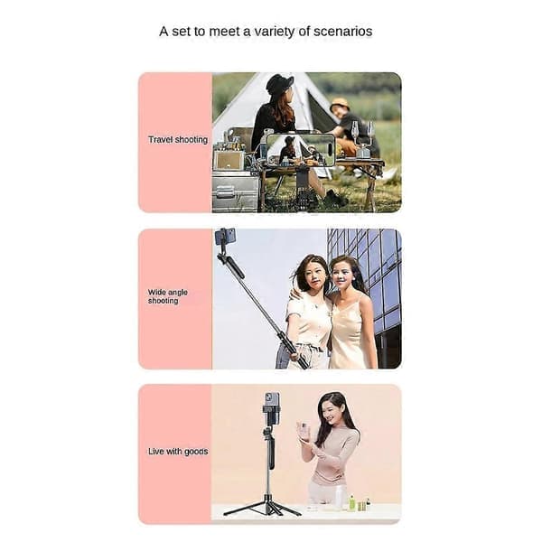Extendable Phone Holder Selfie Stick with Fill Light with Detachable BT Wireless Remote Control for Smartphone