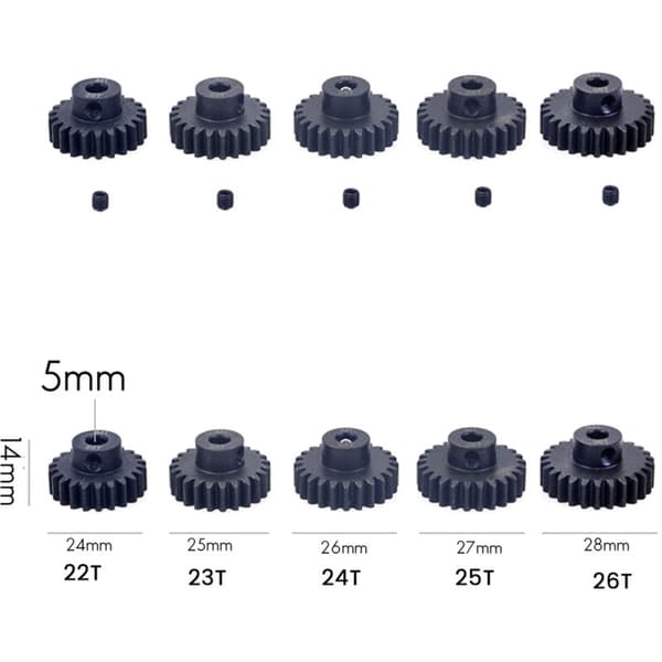 M1 5mm 11T Sort Stål Metal Gear Motor Gear til 1/10 Rc Modelbil