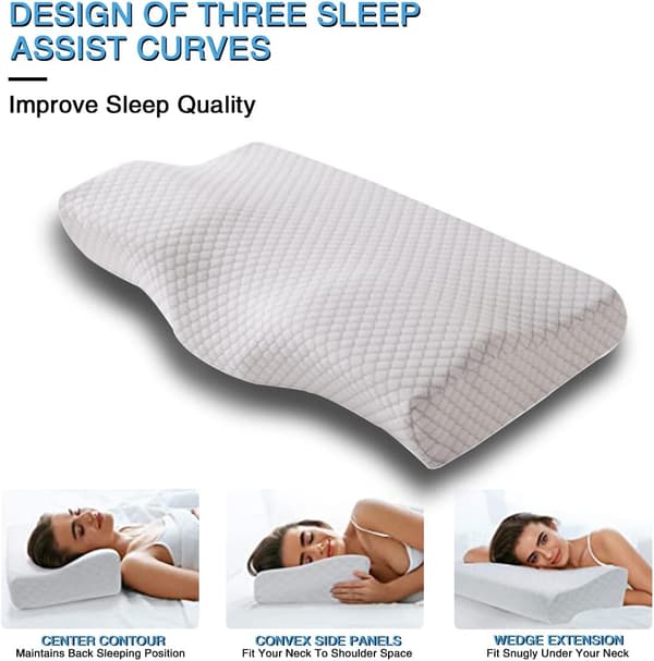 Ergonomisk Memory Foam-pute - Allergivennlig, pustende, avtakbart og vaskbart nakkestøtte - Grå
