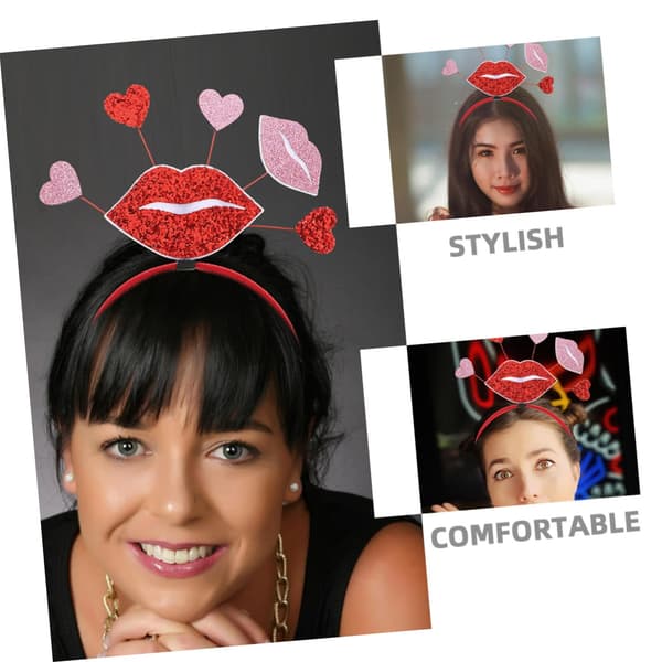 2 stk. Valentinsdag Hjerteformede Hårbånd Glitter Romantisk Tilbehør til Kvinder Bryllupper Fester Fotoshoots