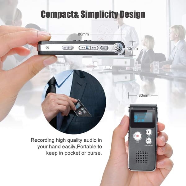 Bærbar digital stemmeopptaker lydopptaker diktafon LCD-opptaker MP3-spiller-8GB (svart)