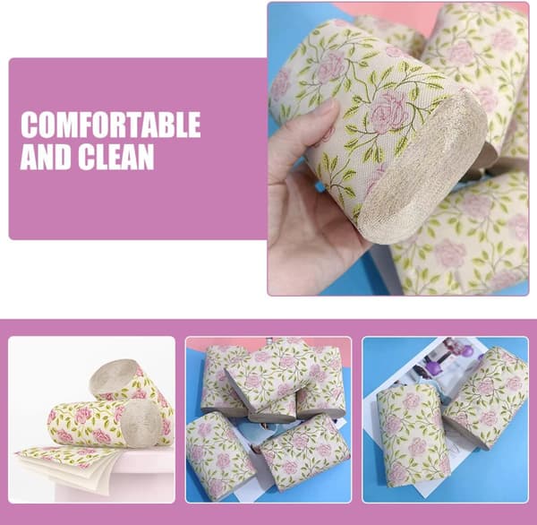 10 Rolls Rose Pattern Toilet Paper, Solid Core, Bathroom Paper, Bulk Pack, Decorative Toilet Paper