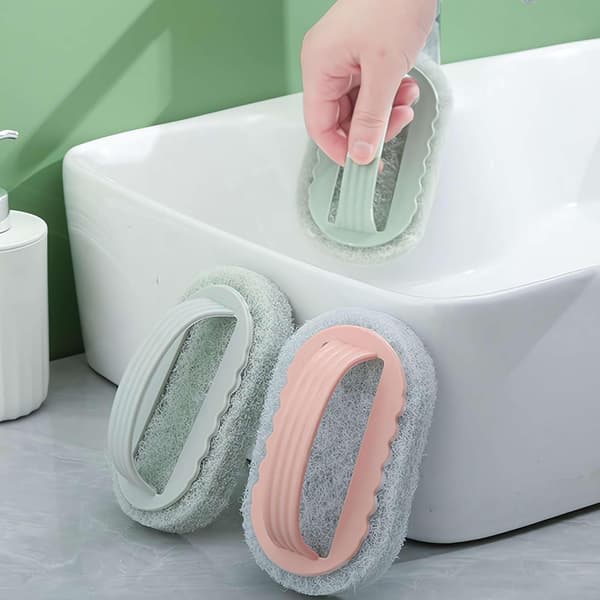 Handled Sponge Brush Blue Soft Magic Sponge Eraser Cleaning Bathtub Ceramic Tile Cleaning Tool Kitchen Tool Grey Grey