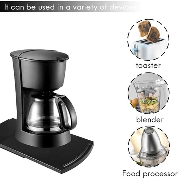 Sliding Kitchen Caddy Coffee Tray Mat, 12 Inch, Under Cabinet Appliance, Coffee Maker Toaster-Mobile Storage Slider, Smooth Rolling Wheels (2-Pack)